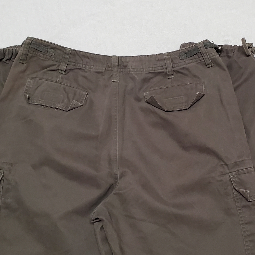 Vintage 1990s Carolina Blues Army Green Khaki Cargo Cropped Ankle Tie Pants - Picture 12 of 14
